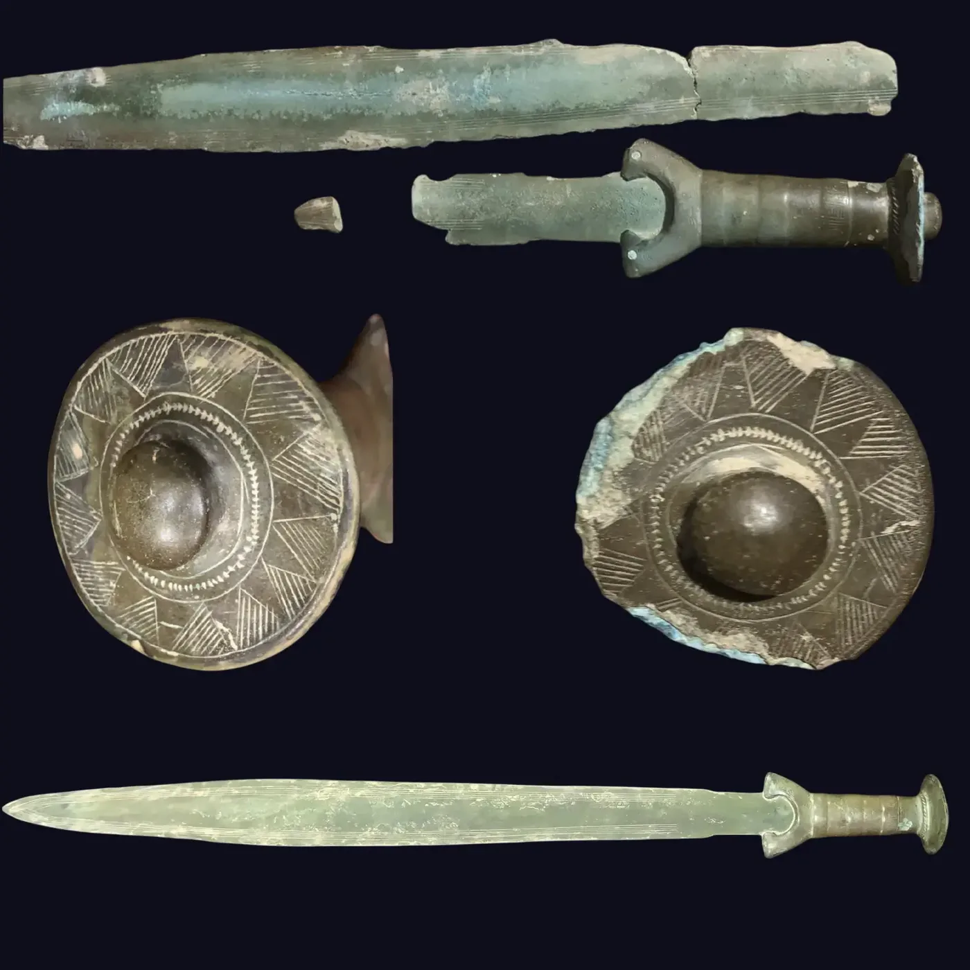 Bronze sword before fragment joining and after structural reintegration